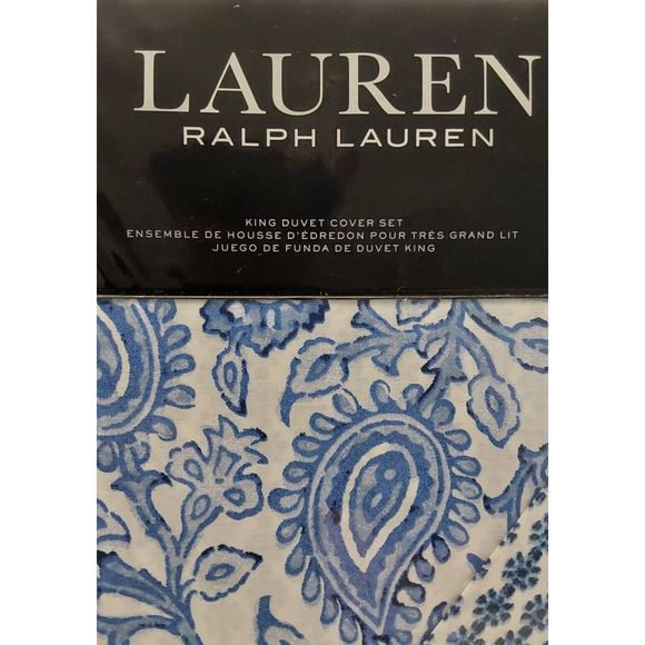 Ralph Lauren ARIELLE FLORAL Navy White 100% Cotton King Duvet Cover Set - Picture 5 of 10